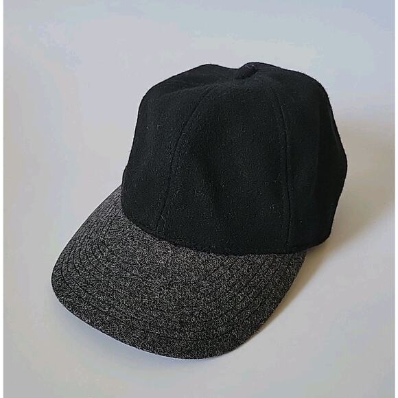 J Crew Wool Blend Flannel Colorblock Strap Back Ball Cap NEW 06200 Black Gray - Picture 1 of 11